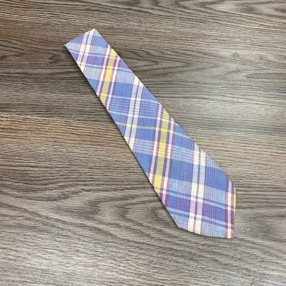 Churchill Purple, Blue & Yellow Madras Plaid Tie